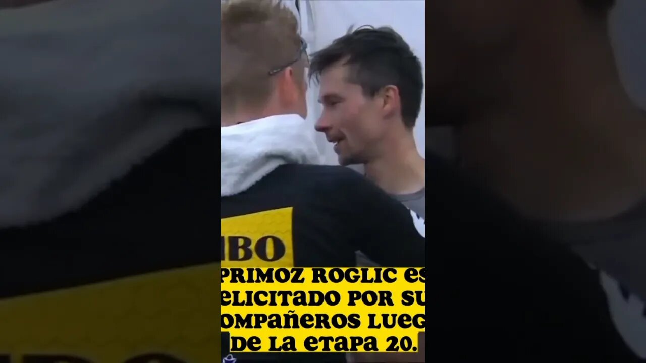 Roglic es felicitado luego de saber que había ganado la cronoescalada / Etapa 20 / Giro Italia 2023