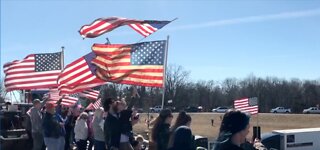 US Convoy Meets With Support on Overpasses