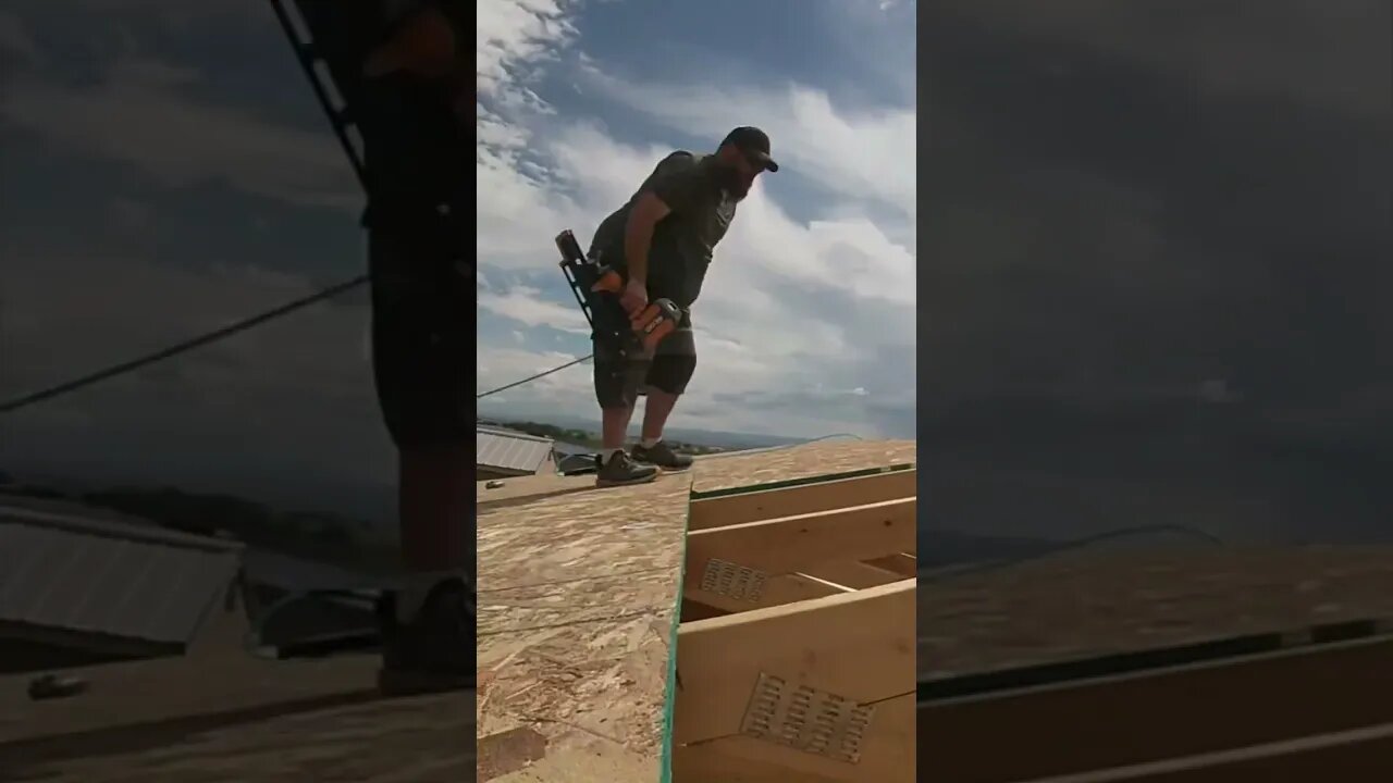 Sheathing the roof in 15 seconds.