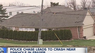 Police chase leads to crash near sinkhole in Fraser