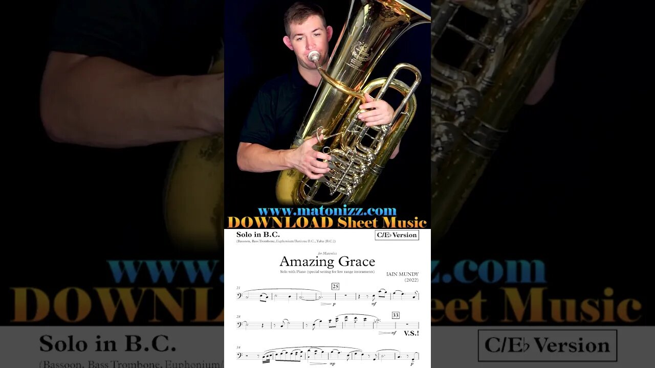 😲 Phenomenal Tuba High Range and Tone 😲 #tuba #amazinggrace #highnotes #solo #lowbrass