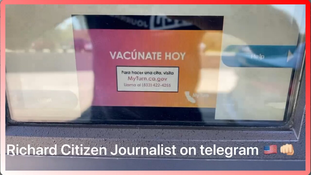 Gas Pump Advertisement with Vaccine Propaganda Playing On the Screen - 2595