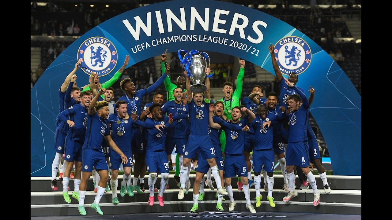 Chelsea celebration after winning champion league final 2021