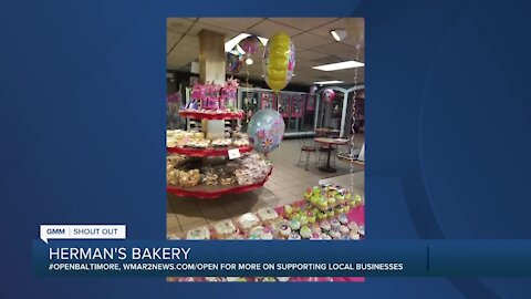 Herman's Bakery says "We're Open Baltimore!"