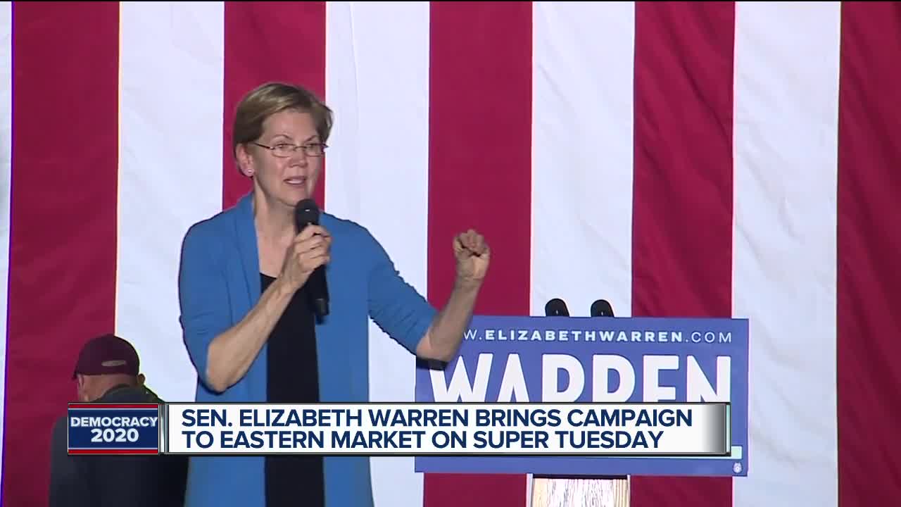 Senator Elizabeth Warren brings campaign to Eastern Market on Super Tuesday