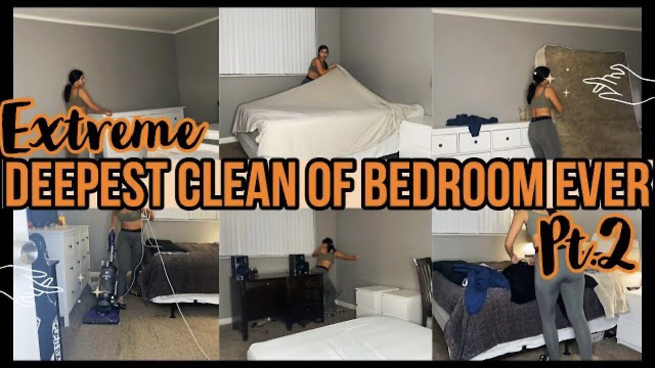 *EXTREME* DEEPEST CLEAN EVER OF BEDROOM PT.2 2021 | EXTREME SPEED CLEANING MOTIVATION | ez tingz