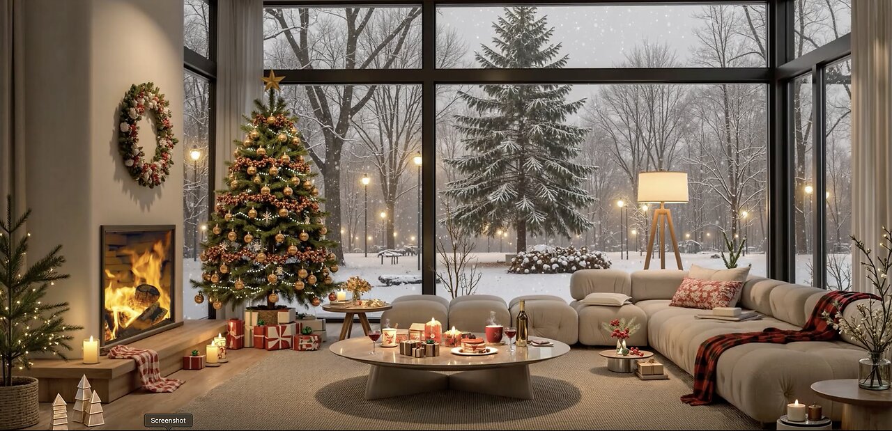 Luxury Apartment in Christmas Day 2025 Christmas Jazz with Snow