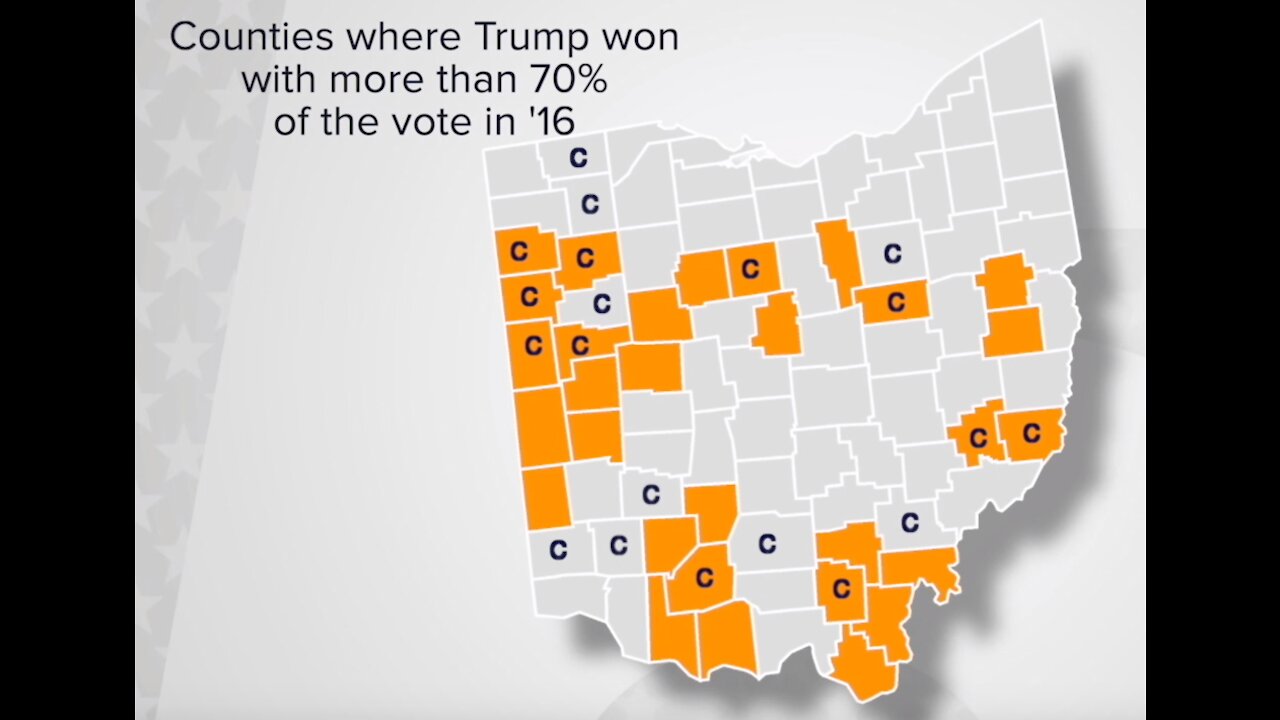 Ohio counties where Trump did strongest in 2016 among those hit hardest by pandemic cases now