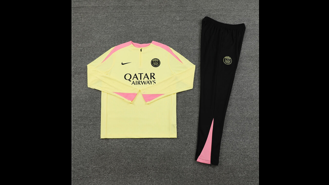 👉🏻⚽️2024/25 PSG Adult/Kid Yellow Long Sleeve Tracksuit