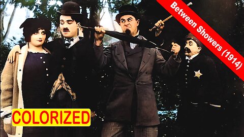 #CharlieChaplin - Between Showers (1914) | A Rainy Day | Todo por un paraguas | Colorized Movie