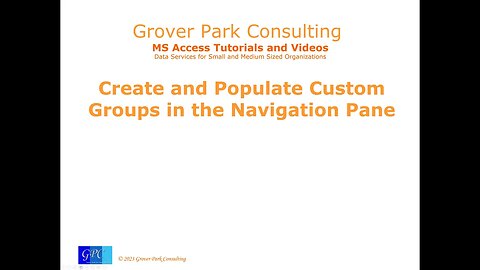 Access Navigation Pane: Creating Custom Categories