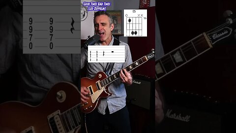 Good times bad times intro and verse riff with tabs #shorts