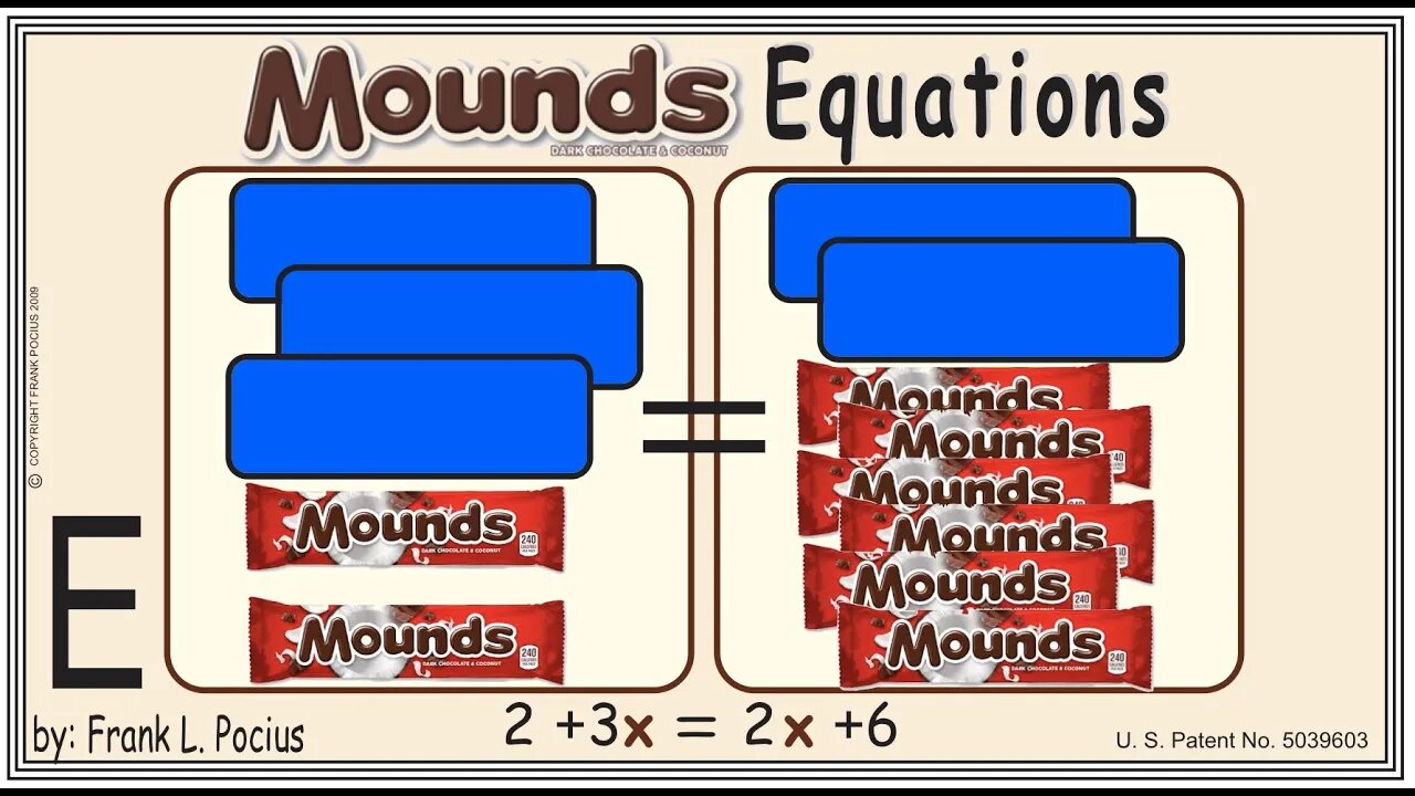 E2_MOUNDS_X(notation) 2+3x=2x+6 _ SOLVE BASIC EQUATIONS _ SOLVE BASIC WORD PROBLEMS