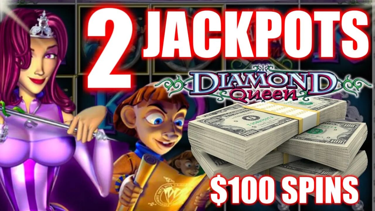 😱 $100 SPINS 2 JACKPOT HANDPAYS on HIGH LIMIT Diamond Queen SLOT MACHINE! HUGE SLOT ACTION