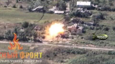 Russian artillery destroys a house