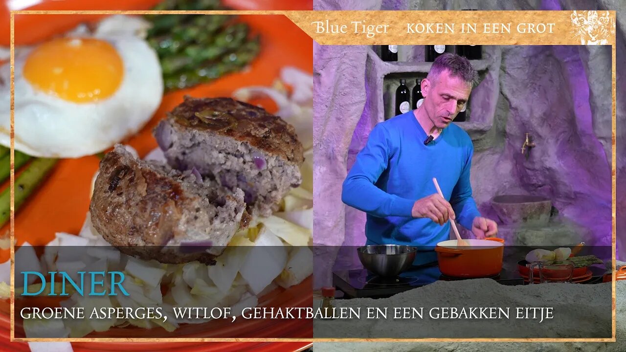 Asperges met witlof en een balletje gehakt