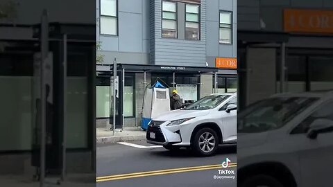 Homeless man takeover Boston Bus stop