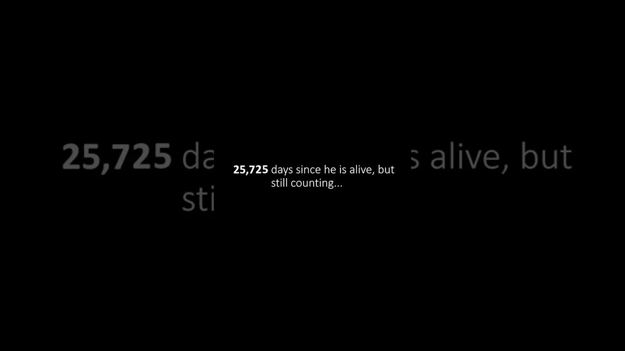 25,725 days since he is alive, but still counting