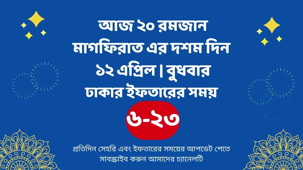 আজ ২০ রমজান ১২ এপ্রিল ঢাকার ইফতারের সময় iftar time 2023 in Dhaka 12 april iftar time 2023