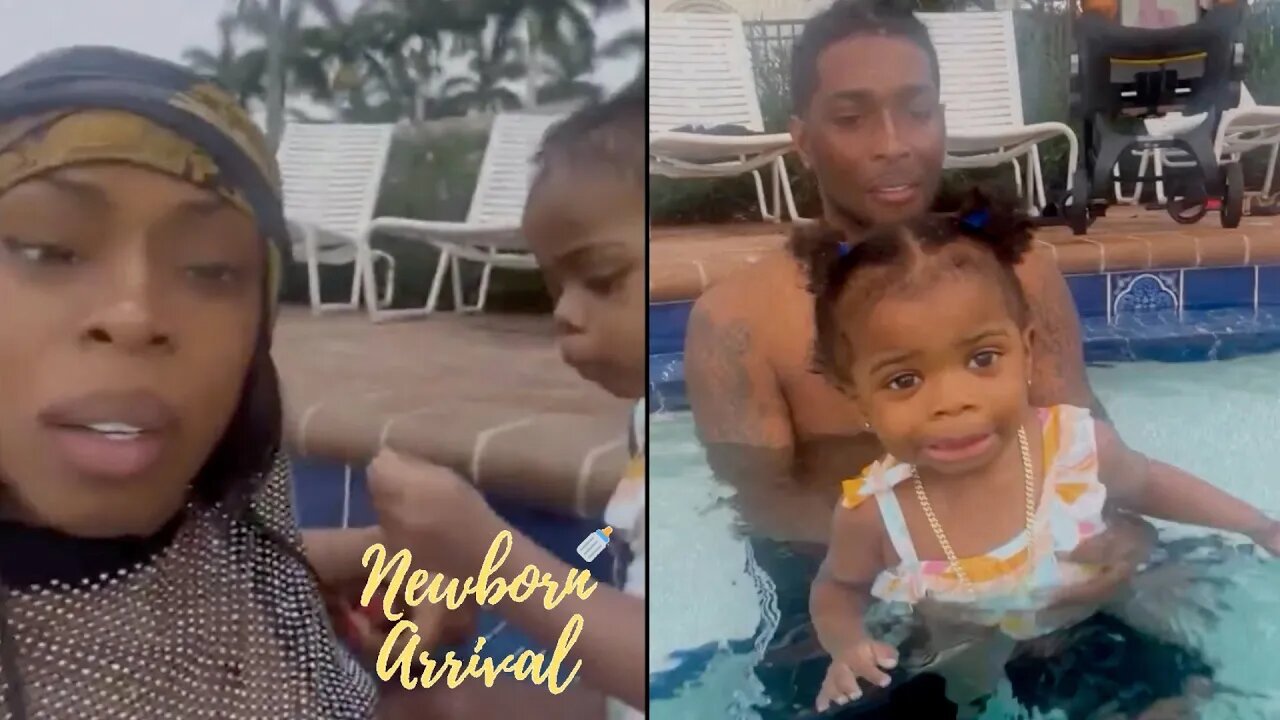 Shay Johnson's Daughter Shajiyah Goes Swimming In The Pool For The 1st Time Wit Daddy! 🏊🏽♀️