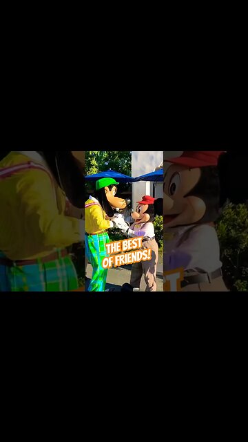 Mickey and Goofy meet at “work” #californiaadventure #buenavistastreet #mickeymouse #goofy