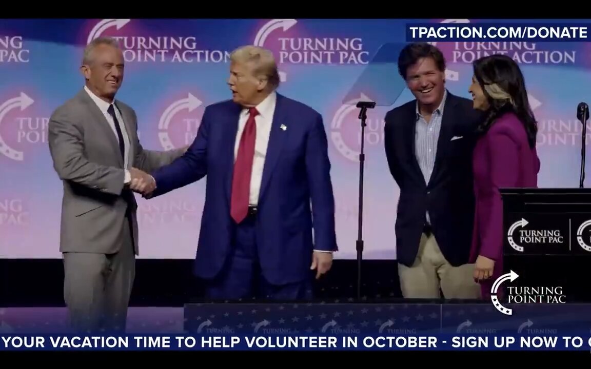 🎯 RFK Jr on stage with PDJT, Tucker and Tulsi 💥 TP Action Rally