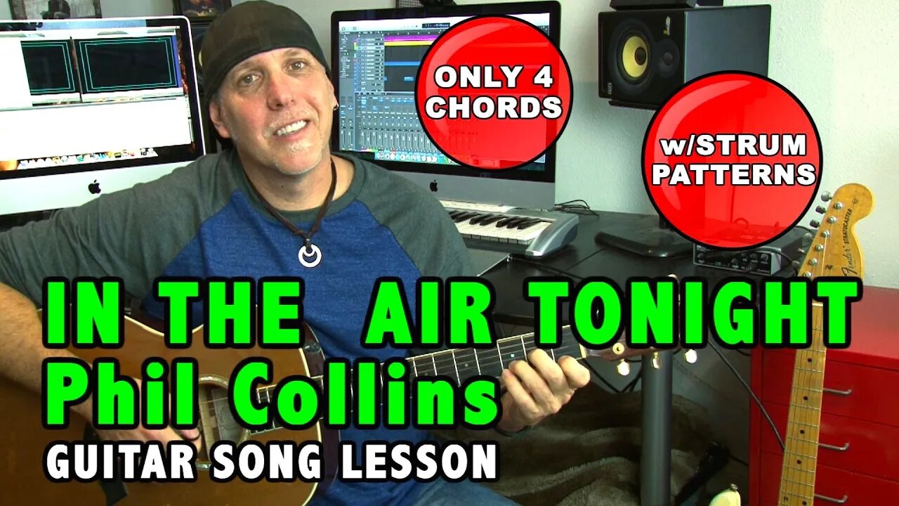 Play In The Air Tonight by Phil Collins guitar song lesson - Only 4 Chords