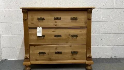 Antique Pine Chest Of 3 Drawers (Z1302B) @PinefindersCoUk