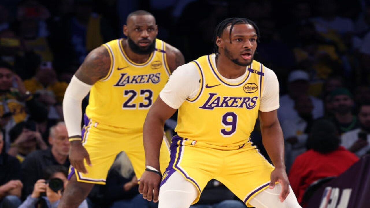 The first father-son duo to play together in the NBA! LeBron James. Bronny James.