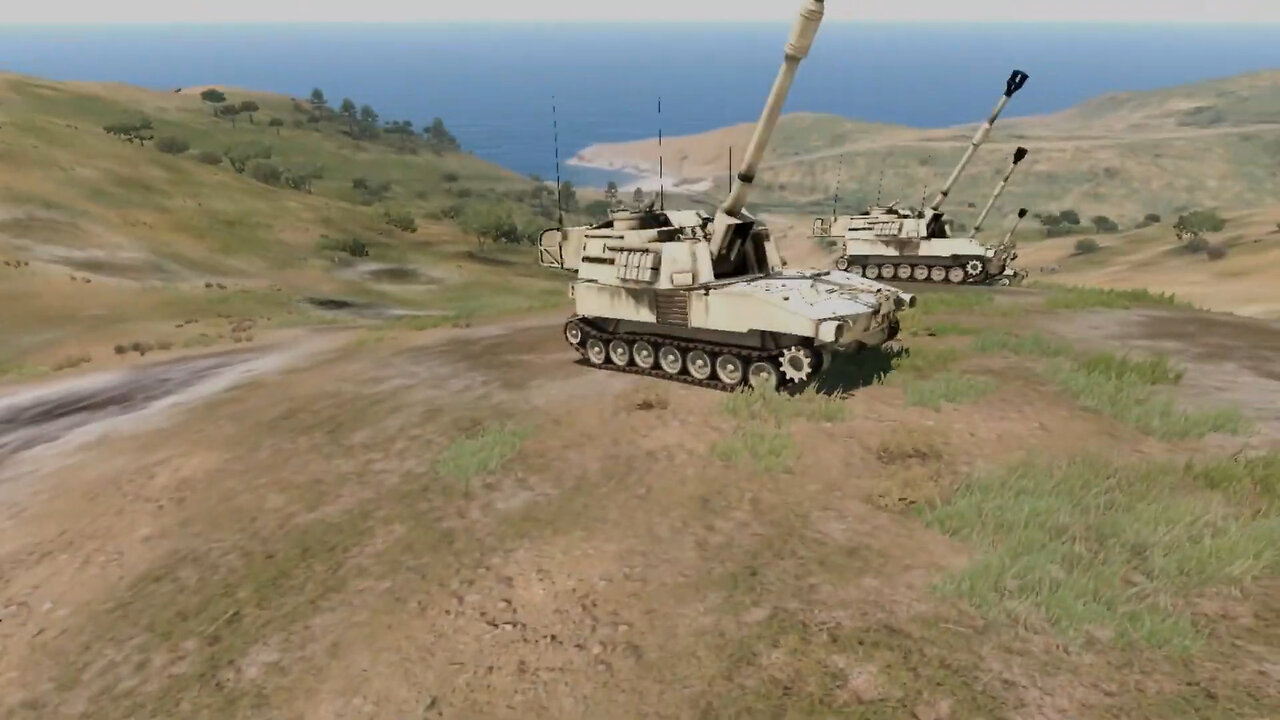 2S3m1 Akatsiya versus M109 Paladin , Artillery battle - Arma 3