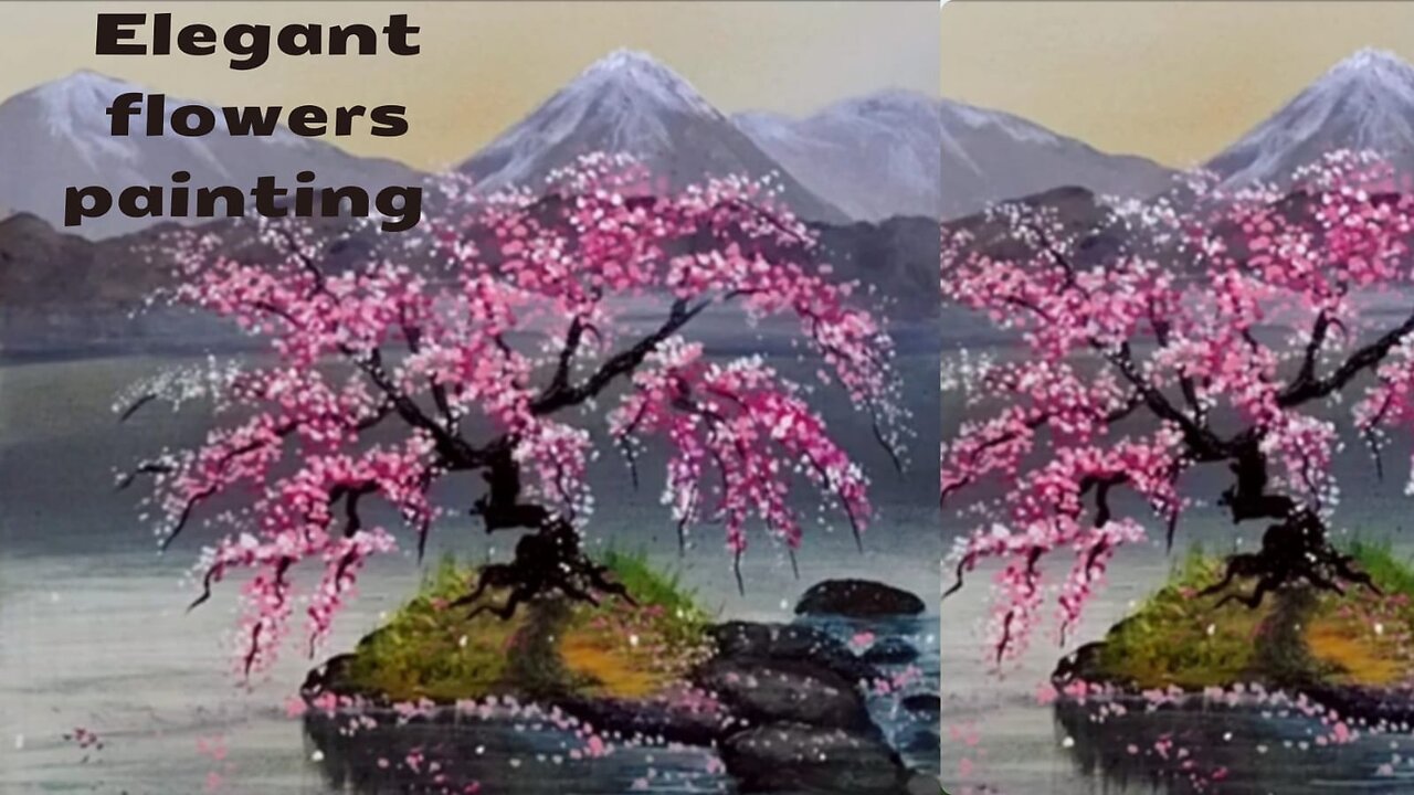 How to Paint a Cherry Blosson Tree/ Acrylic Painting Landscape Step by Step