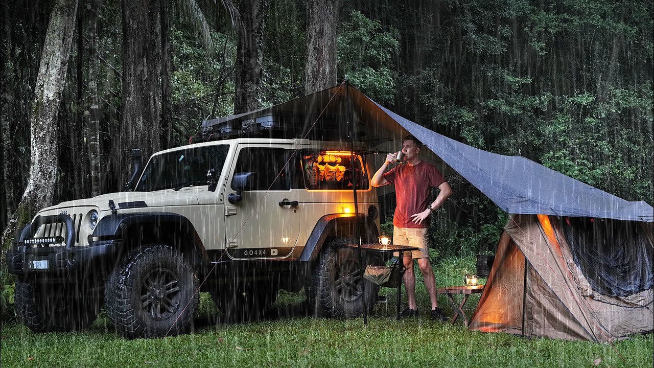 SOLO Camping In The RAIN || RELAX, SLEEP And Eat In The JUNGLE || Rain ASMR