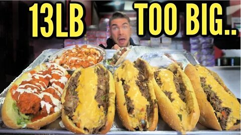 IMPOSSIBLE 13LB CHEESESTEAK CHALLENGE | With Spicy Chicken & Gyro's | NYC Street Food