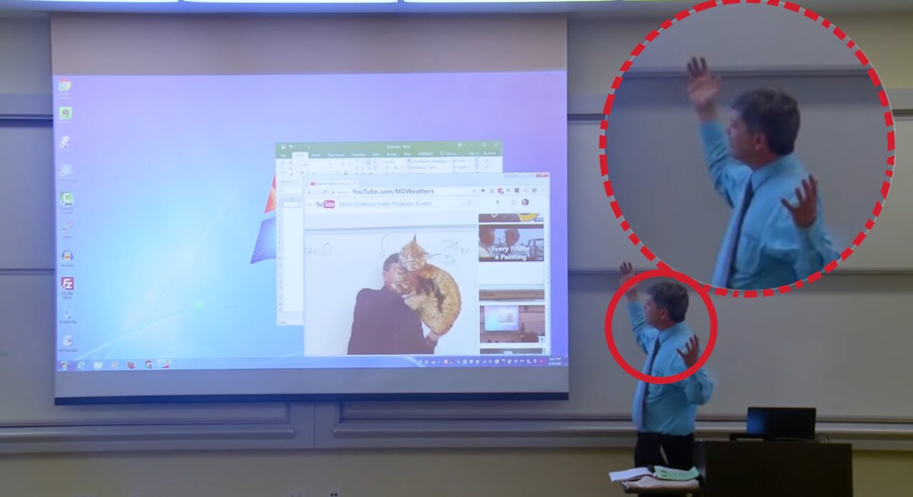 Math Professor fixes Projector screen You will be amaze !!MUST WATCH!!