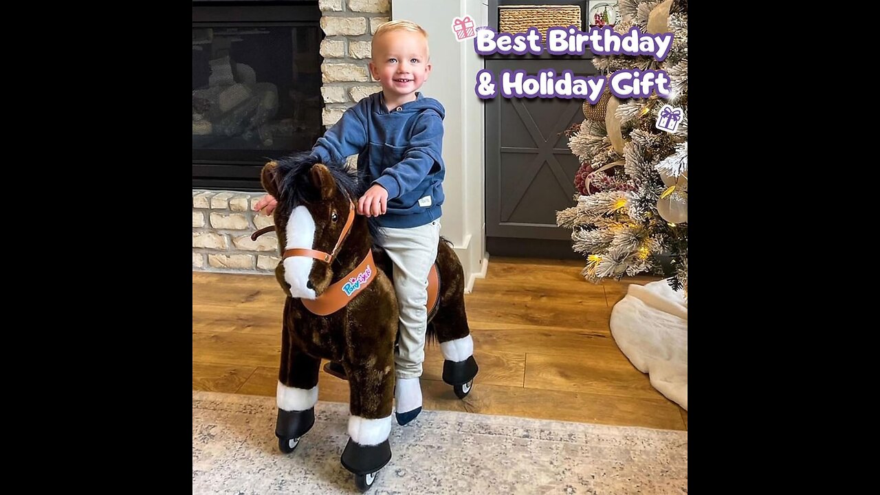 PonyCycle Horse Ride on Toy for Toddlers Boy Toys Classic Model U (with Brake/ 30" Height/Size 3 for Age 3-5) Giddy up Riding Horse Rocking Horse Rides Chocolate Brown Ux321 . 【𝟭𝟬𝟬% 𝐊𝐢𝐝-𝐏𝐨𝐰𝐞𝐫𝐞𝐝】PonyCycl