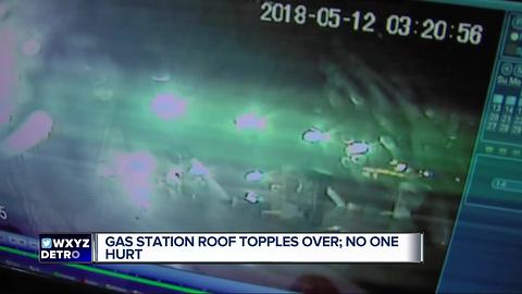Gas station roof topples over in Southfield