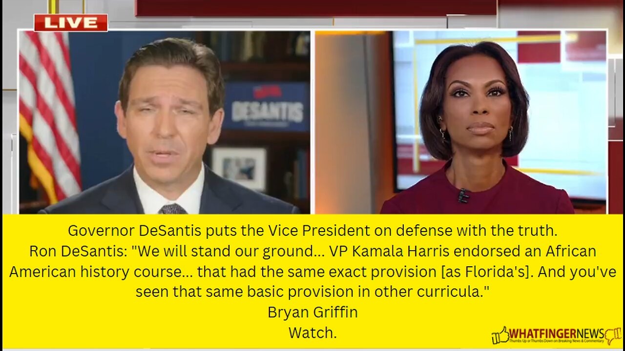 Governor DeSantis puts the Vice President on defense with the truth.