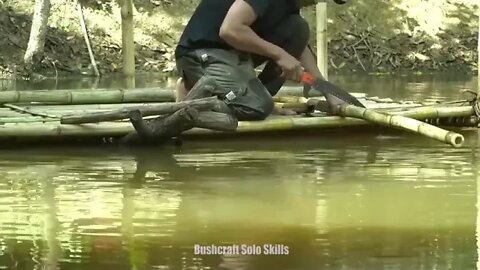 15 Bushcraft Camping The Shelter Floating On The River Around Mountain Overnight