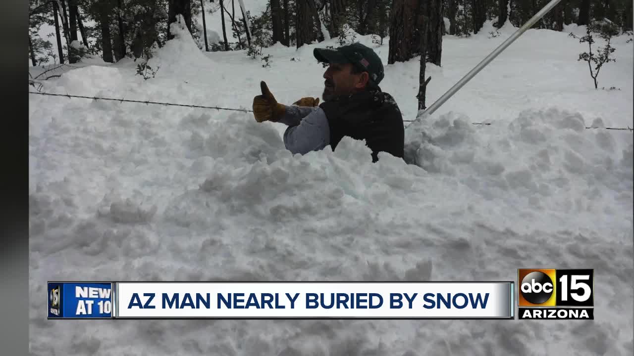 Arizona man nearly buried in snow