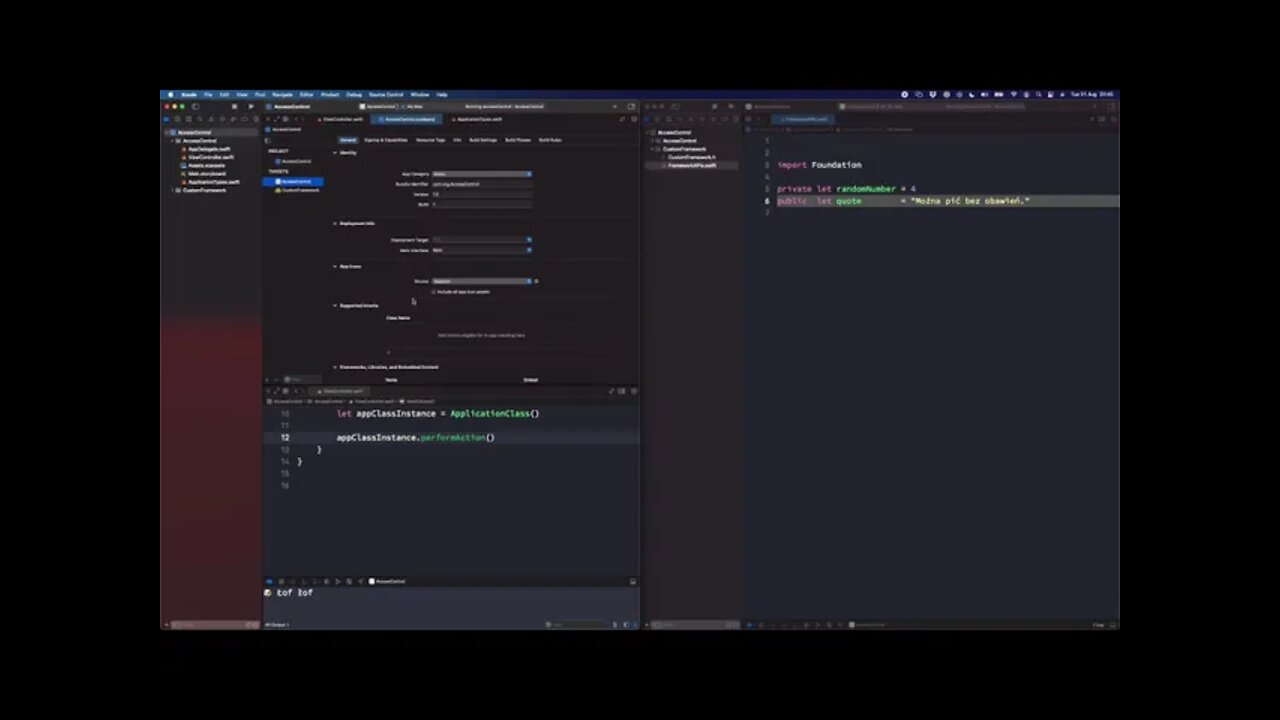 Swift od zera do bohatera! - Access Control 2 - Symbole i Klasy w Aplikacji oraz Framework-u