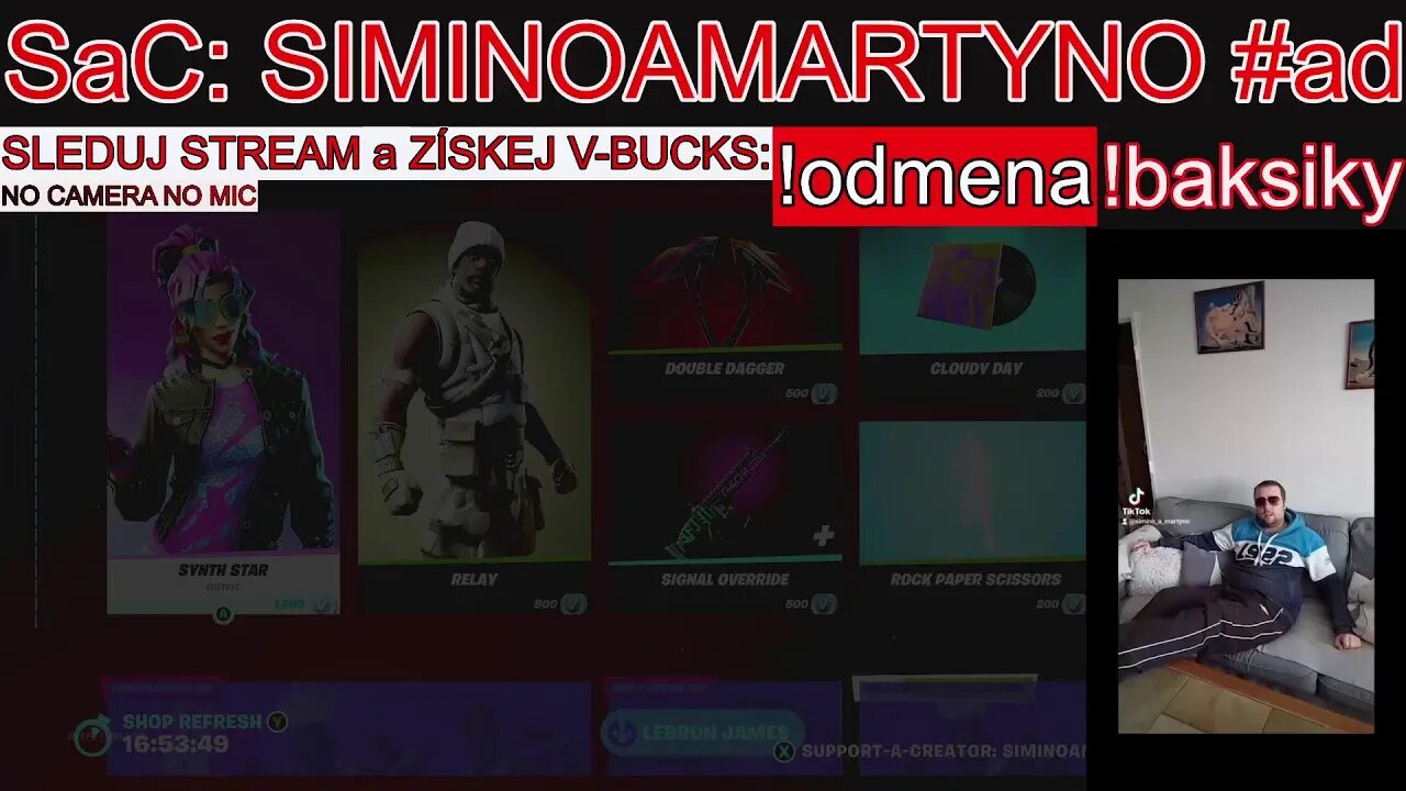 FORTNITE ITEM SHOP LIVE / SLEDUJ STREAM a ZÍSKEJ V-BUCKS !odmena !baksiky #fortnite #live #cz