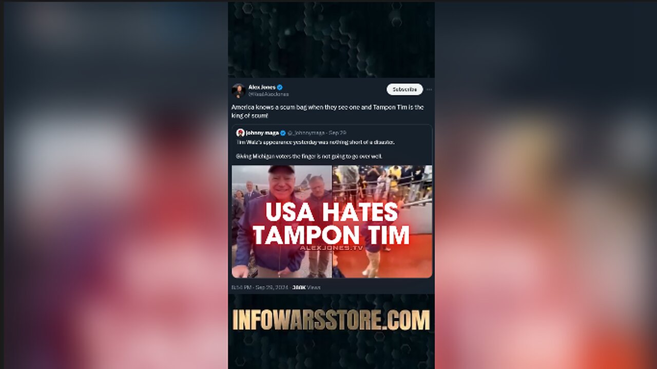 America Hates Tampon Tim - Alex Jones on X