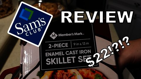 $22 for 2 Sam's Club Enamel Coated Cast Iron Frying Pans Unboxing and Review