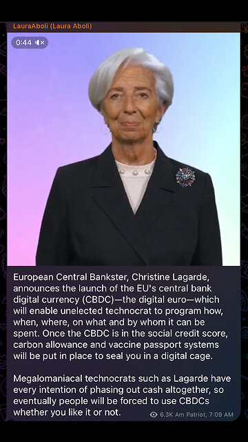 EU Central Bankster, Christine Lagarde, announces the launch of the EU's (CBDC)