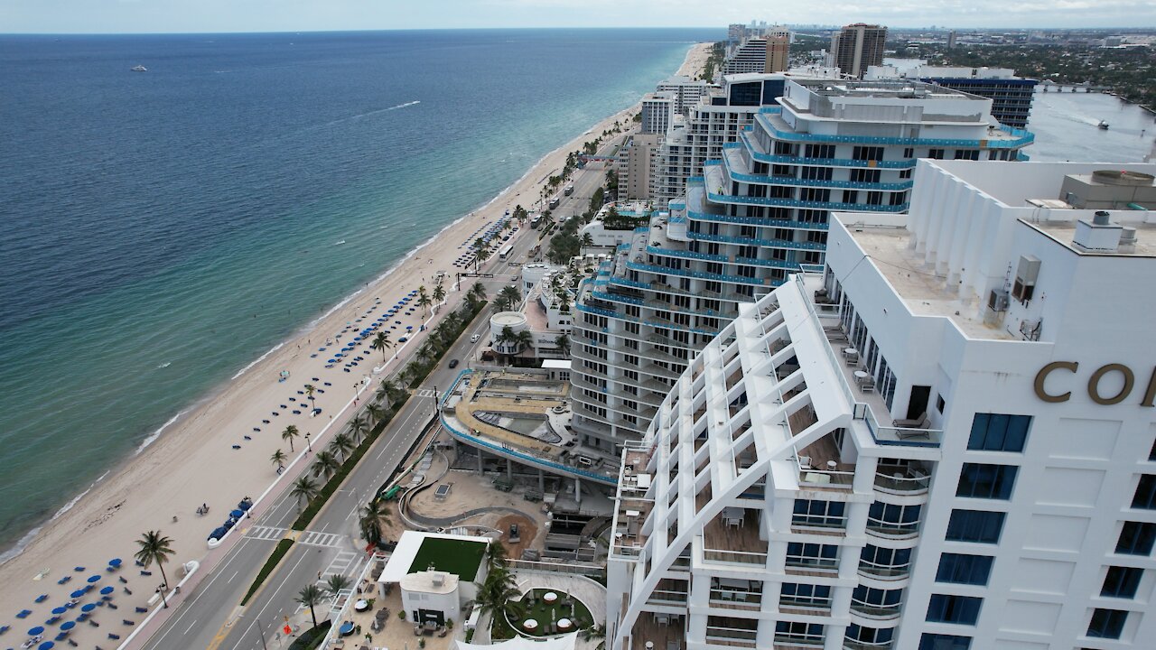 Fort Lauderdale beach aerial fly-by