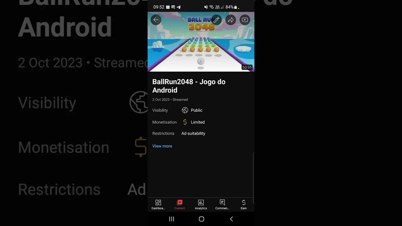 youtube limitou monetização de jogo inocente de bolas ... só piora !!!