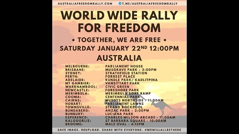 WORLDWIDE RALLY FOR FREEDOM - AUSTRALIA LOCATIONS