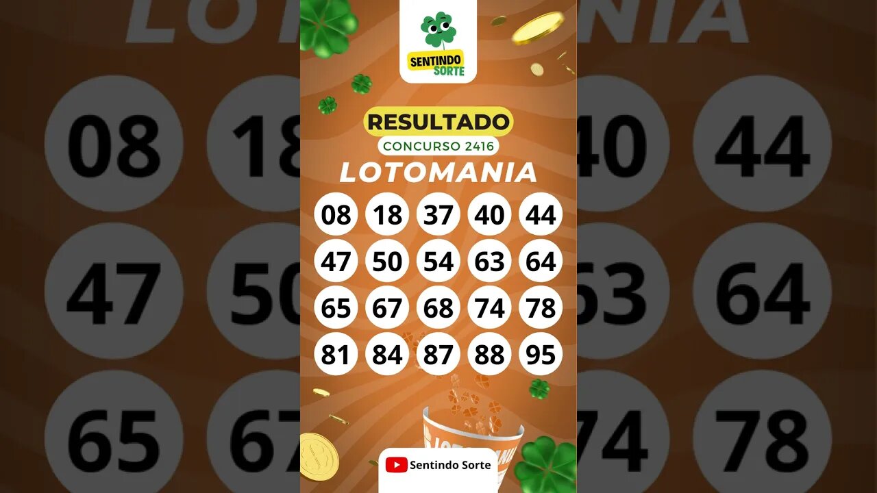 🍀 Resultado LOTOMANIA 2416 | Sentindo Sorte #shorts