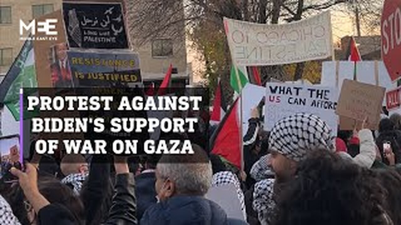 Protest in Chicago against Biden's support of war on Gaza