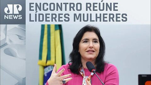 Tebet discute reforma tributária e orçamento em evento em Brasília